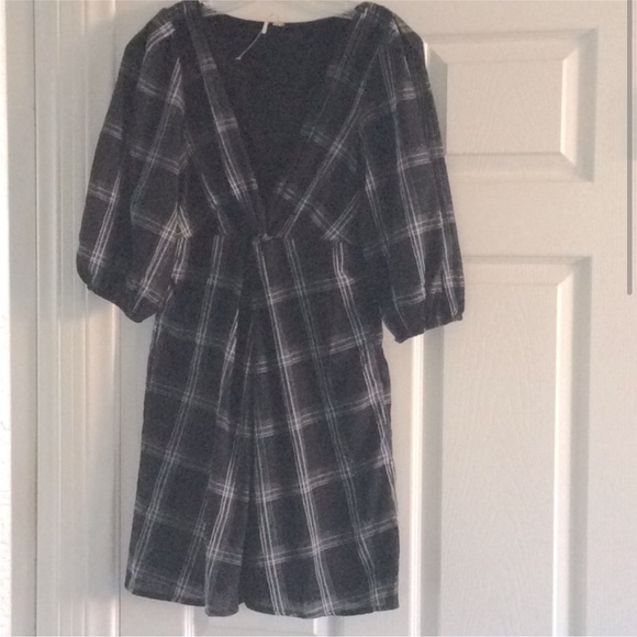 Free People Miss Molly black plaid dress - Picture 1 of 5